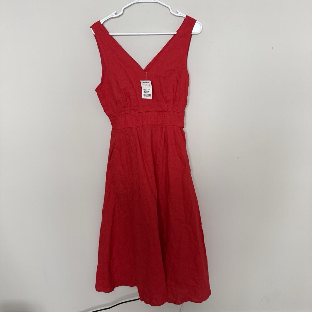 Cynthia Rowley Womens Linen Midi Dress 8 Pockets Lagom Coastal Vacation Resort - Picture 2 of 8